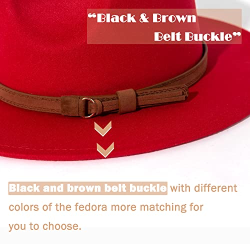 Image of Lisianthus Men & Women Vintage Wide Brim Fedora Hat | Classic Belt Buckle Decor, Adjustable Drawstring, Inner Breathable Sweatband, Timeless Style, Ideal for Travel & Daily
