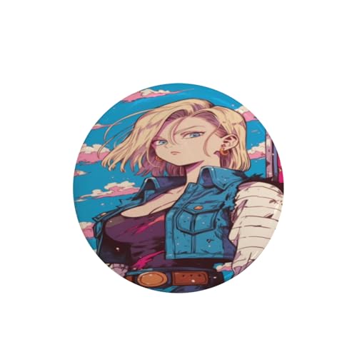 人造人間18号 バッジ 円形 徽章 ピンバッジ 胸章 ブローチ おしゃれ 金属 ばね針式 おもちゃ雑貨 工芸品 安全ピン付き 着脱が簡単 軽量 かばん掛け バッグ飾 衣類アクセサ ジャケット用 扱いやすい 飾り 大人 子供用 人気 プレゼント 5個