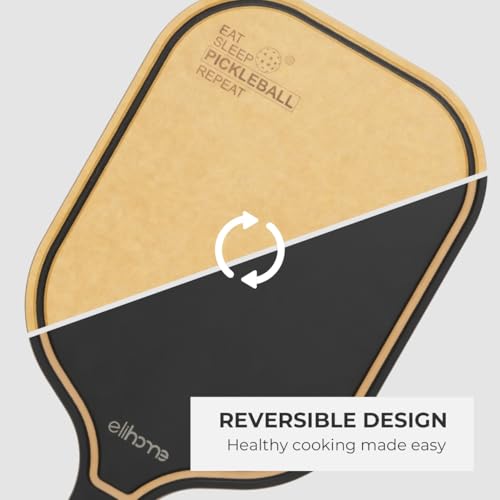 Tabla de Cortar y Charcutería en Forma de Paleta de Pickleball, Diseño Reversible con Ranura para Jugos y Mango, de Fibra de Madera, Lavable en Lavavajillas, para Quesos, Frutas y Aperitivos miniatura 3