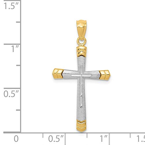 Solid 14k Yellow Gold Two Toned Gold DC Cross Pendant Charm - 31mm x 16mm4