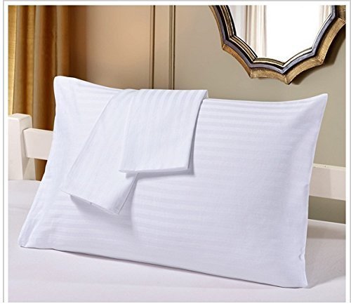 Precious Star Linen400 Thread Count Super Soft 2pc Pillow Sham Striped Travel Size (12'' x 16'') With Hidden Zipper Closure Egyptian Cotton (White)