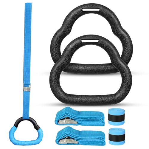 Anillas de gimnasia con correas ajustables, diseño azul, 1 m