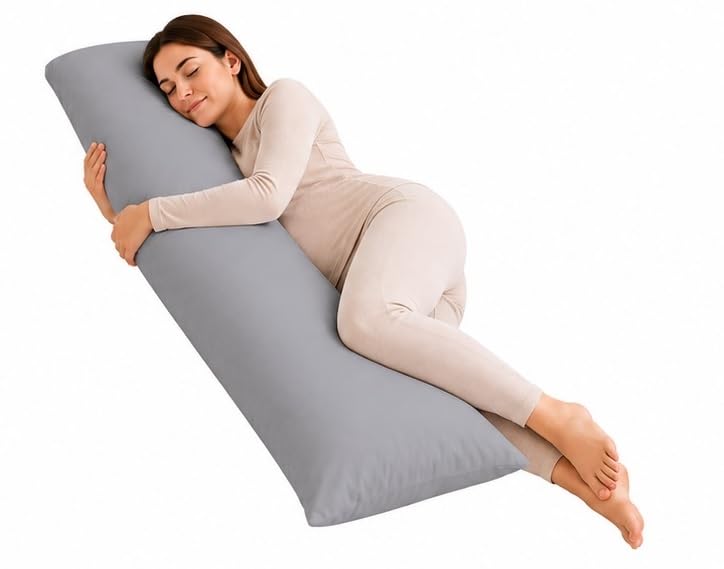 Ridas Bedding New Anti Allergenic Pregnancy Maternity Orthopaedic Hollow Fibre Filling Bolster Pillow With Free Bolster Pillow Case. (GREY, Super Single 4FT(48")) โ image 1