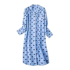 Chemises de nuit chaudes pour femmes - Chemise de nuit boutonnée à manches longues grande taille imprimée pour dames, vêtements de nuit doux, vêtements de détente, chemise de nuit décontractée ample