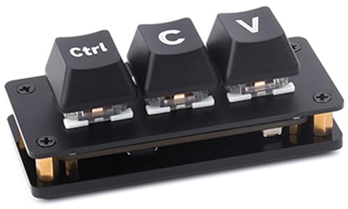 waveshare Ctrl C/V Shortcut 3-Key Keyboard for Programmers, Adopts RP2040 Chip with Programmable Custom Key Functions and RGB LED Effect, Dual Type-C Ports, Plug and Play Driver Free (Acrylic Cover)