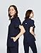 LAMBDA ACADIA Callie Scrub Top for Women –2 Pockets, Modern Mandarin Collar, High Stretch, Easy Care, Classic Fit (US, Alpha, Large, Navy)