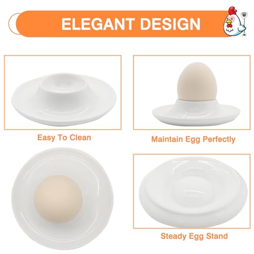 Egg Cutters Egg Cups, Egg Topper Stainless Steel Eggshell Cutter Kitchen Egg Opener Tool Egg Cracker Remover Egg Shell Separator Remover for Boiled Eggs, 6PCS Egg Holders Egg Stand Plates Egg Tray - Image 4