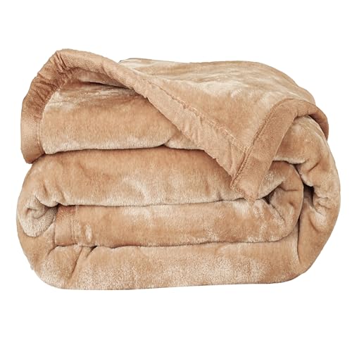 Image of ABRAZO Reversible Mink Blanket for Winter & AC | Double Bed 220x240 cm Soft & Warm Blanket /Dohar /Quilt /Comforter | All Season Use | (Beige)