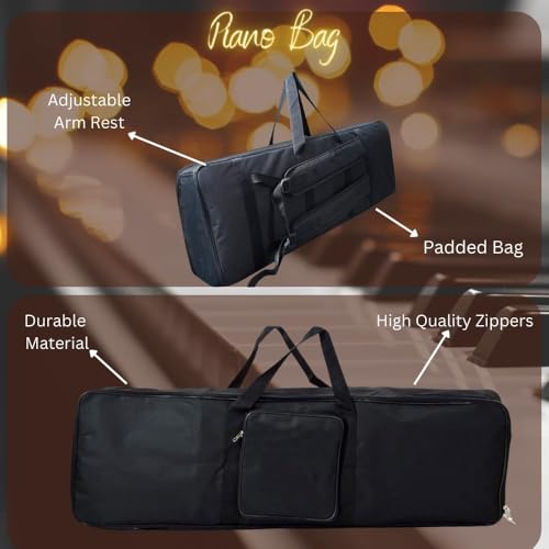 Image of MOCKING BIRD 61 Keys Padded Keyboard Bag -Compatible with Yamaha PSR-F52, F51, E263 & Casio CTK 2550, CTK 3500, CT-S200, CT-S300 - 38-Inch Waterproof Piano Cover with Extra Pocket