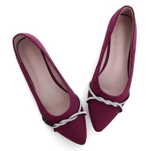 Image of TN TANGNEST Womens Casual Flats Chain Ballet Flats | Fashion Pointed Toe Rhinestone Flats, Comfort Slip On Dress Shoes for Business Work Office Wedding Party
