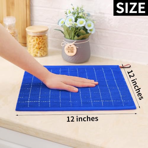 Image of Homaxy 100% Cotton Terry Kitchen Dish Cloths, 12 Pack, Blueberry | Ultra Soft and Absorbent, Suitable for Drying and Washing Dishes