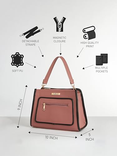 Image of Fargo Mila Handbag for Women | Soft Vegan Leather, YKK Zipper, Stylish Shoulder Purse for Office, College, Casual & Event Use | Made in India