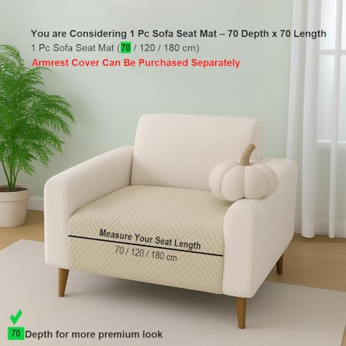 Image of Amazon Basics - Velvet Quilted Make Your Own Sofa Cover |1 Seater | Multi-Layered Fabric |70cm x 70cm | 350 GSM | Color - Beige