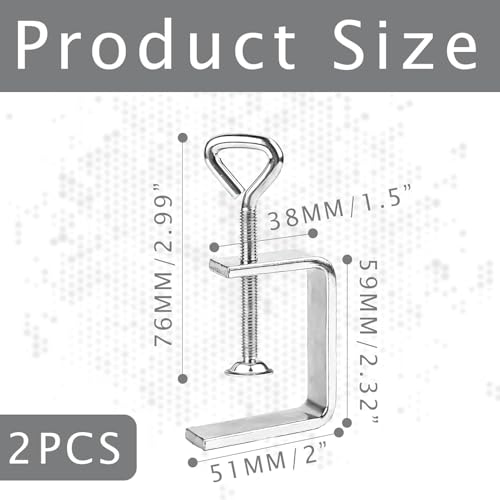 C Zwingen Schraubklemme, 2 Stück C Klemme Edelstahl, Heberinge C Klemme, C Zwinge für Holzarbeiten, Justierbare Breite Workbench Clamp, Silber Schraubzwingen Klein, für Holzarbeiten Klemmen
