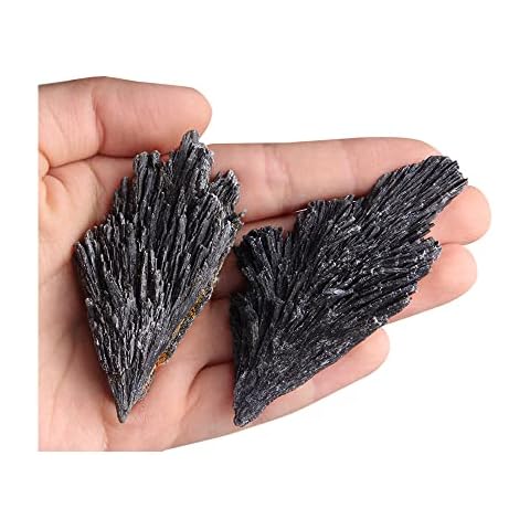 Acxico 2Pcs 20g Black Kyanite Crystal - Bulk Crystal Natural Kyanite Blades - Black Kyanite Cover