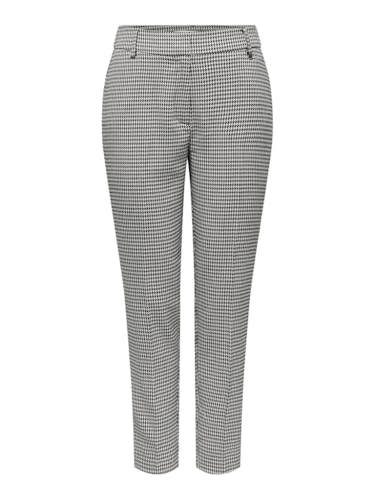 ONLY Onllettie MW Check Cigarette TLR Pantalons, Noir/Carreaux : Pierre Ponce et Cloud Dancer, 42W x 32L Femme