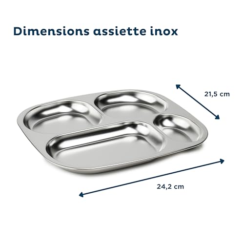 Plateau compartimenté inox enfant Thermobaby 4 compartiments lavable - 5
