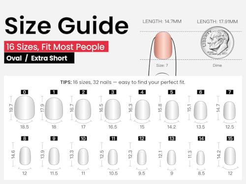Image of CurvLife Press On Nails Extra Short - 32Pcs 16Size Soft Gel Oval Fake Nails, Reusable Glue On Nail Kit with Adhesive Tabs, Natural Fit & Salon-Quality for Women & Girls (Sweet Spot)