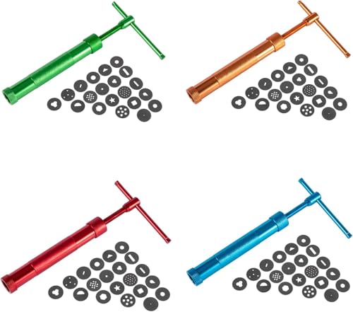 Image of 22Pcs Stainless Steel Metal Clay Extruder with 20 Tips Fondant Sugara Paste Extruder Ceramics Pottery Polymer Modeling Decorating Cake Decor Tools Set (Blue)