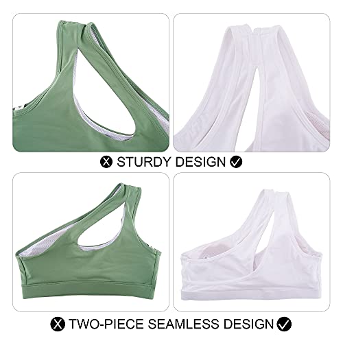 Yogasasa One Shoulder Sports Bra For Women Workout Bras Sexy Cute Yoga Bra Medium Support,White #TOP4