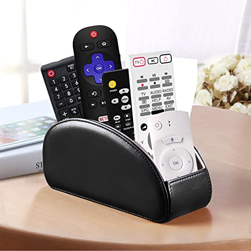 image for BLIENCE Remote Control Holder, PU Leather TV Remote Caddy for Table, M