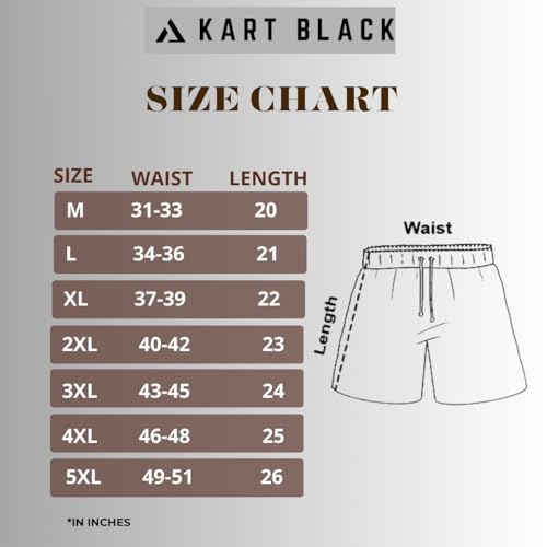 Image of KART BLACK Plus Sizes Men's Cotton Knee Length Shorts (XXL,3XL,4XL,5XL,6XL,7XL,8XL Shorts) | Gym Life Printed Shorts | Casual and Night Wear Mens Shorts