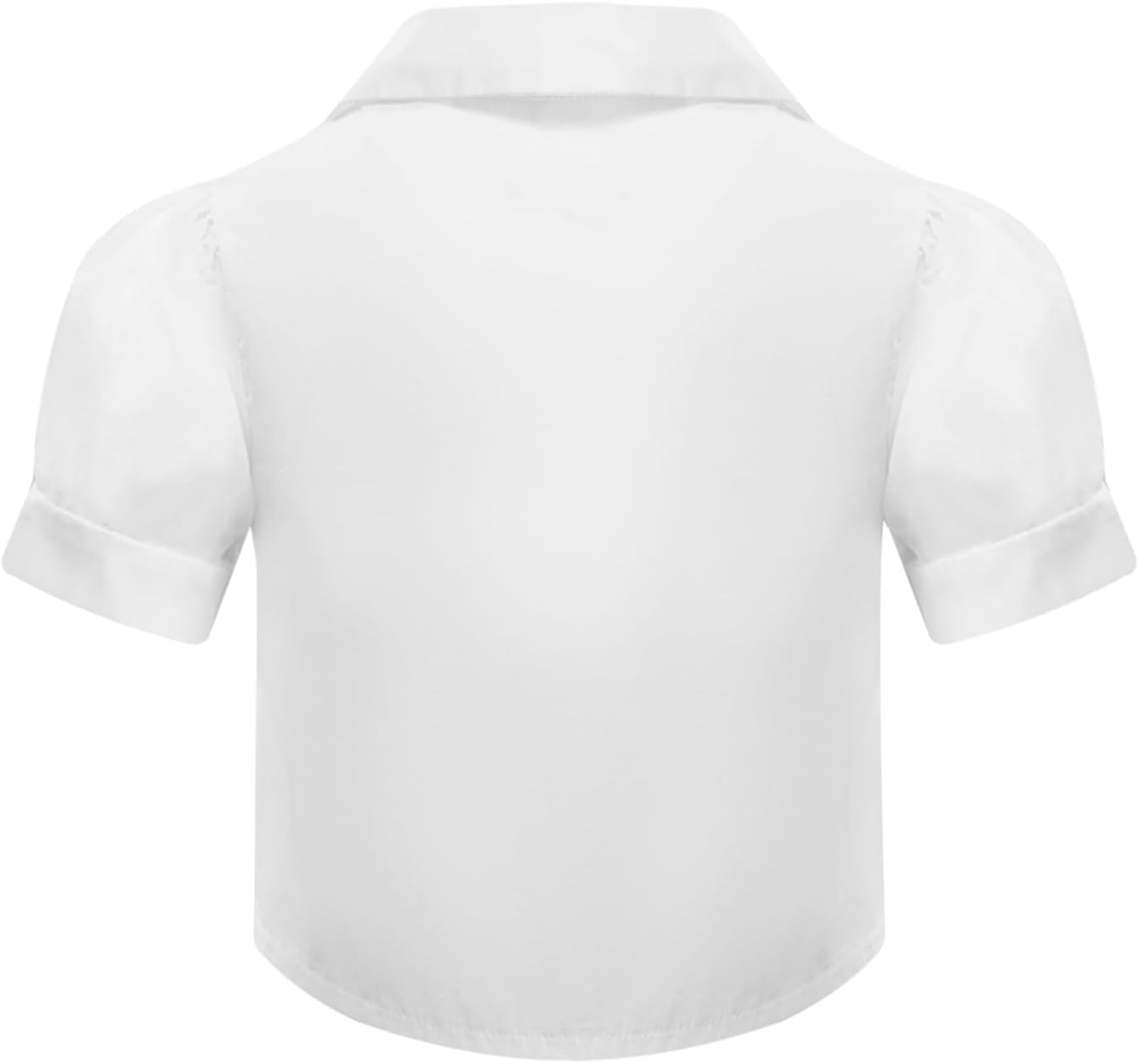 Linjinx Girls Kids Solid Color Short Sleeve Button Down Shirts Blouse School Uniform Summer Casual Wear