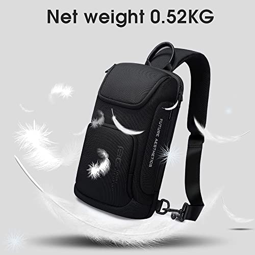 Image of BANGE Sling Bag, Waterproof Men's Chest Bag Shoulder Bags Crossbody Sling Backpack, 7565black, Durable