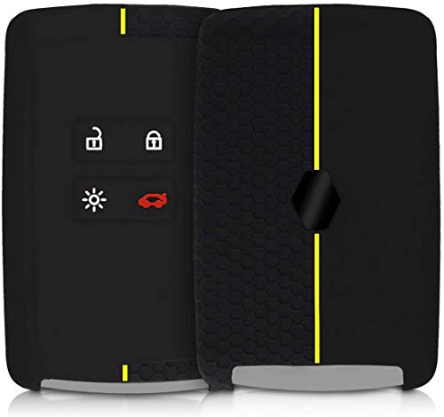 Image of JVCV Soft Silicone Key Cover Compatible with Renault Duster Kiger Triber Smart Key - Stylish Durable Protective (Black)