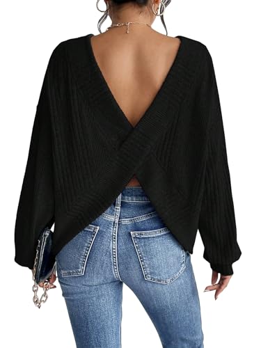 SweatyRocks Women's Criss Cross Round Neck...