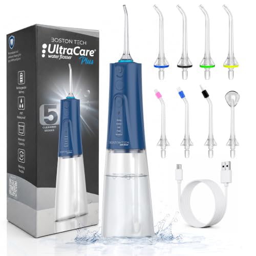 Irrigador Dental Portátil Aquapik UltraCare Plus 8 Boquillas 5 Modos 300 ml (Azul)