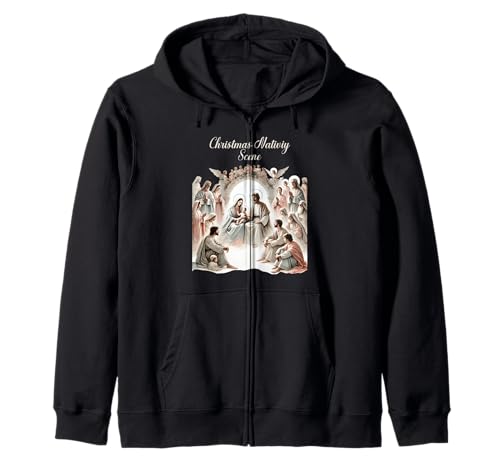 Colorido Belén de Navidad Nacimiento de Cristo Sudadera con Capucha