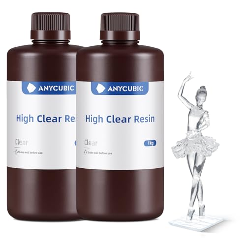 Image of ANYCUBIC High Clear 3D Printer Resin, Resist Yellowing and Highly Transparent, Tough and Resilient, Low Odor 3D Printing Resin, Widely Compatible Resin 3D Printers (High Clear, 2kg)