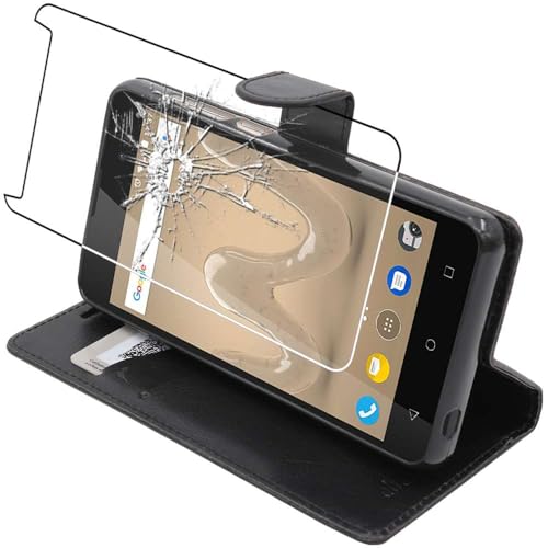 ebestStar - Coque Compatible avec Wiko Sunny 2 Plus Etui PU Cuir Housse Portefeuille Porte-Cartes Support Stand, Noir + Film Protection écran Verre Trempé...