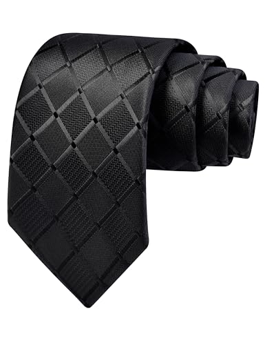 Image of GUSLESON 3.15 inch(8cm) Mens Tie and Lapel Pin Plaid Checkered Necktie Hankerchief Cufflinks Set for Men