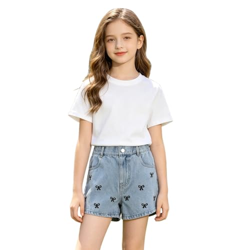 Pantalones cortos vaqueros para niñas de corte relajado y estilo casual de verano