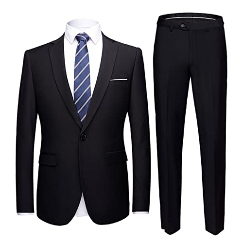 Black Men's Suit Set Formal Suit Jacket Pants Slim Men Suits Business Tuxedo 2 Piece Suit