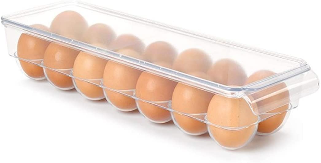 Plasticforte Clear Portable Carrier Egg Tray Storage Box Holder Camping 14 Eggs Container Picnic Egg Storage Kitchen Fridge Egg Holder ( - 14 Eggs Holder)