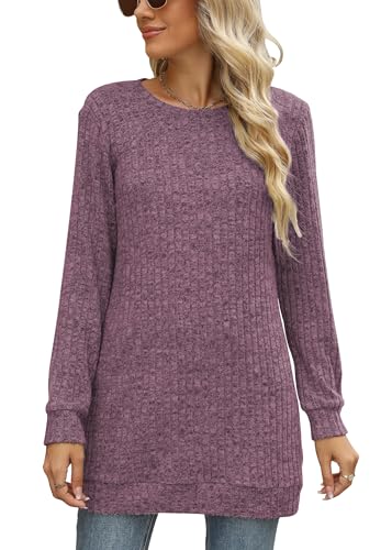 Image of Sweaters for Women Long Sleeve Crewneck Sweatshirt Loose Casual Tunic Tops