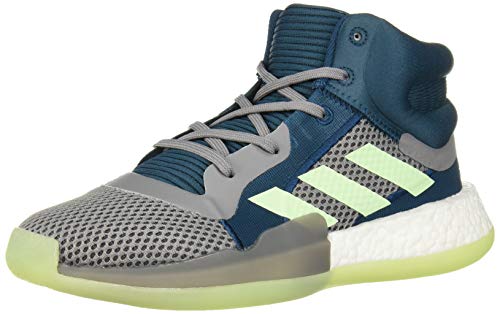 adidas Unisex-Kid's Marquee Boost Basketball Shoe, Tech Mineral/Glow Green/Grey, 5.5 M US Big