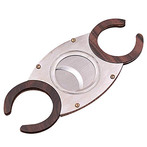 amropi Taglia Sigari Acciaio Inossidabile Ghigliottina Doppio Cut Lama in Custodia Regalo (Argento x 1)