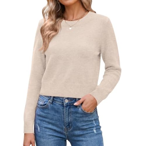 LOMON Women's Cropped Sweaters Crewneck Fall Cloth