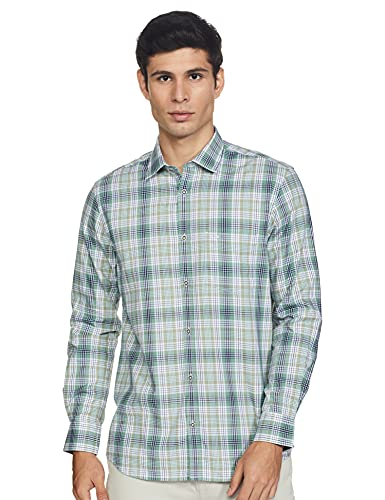 Image of Colorplus Men's Pure Cotton Checks Pattern Tailored Fit Spread Collar Full Sleeve Casual Shirt