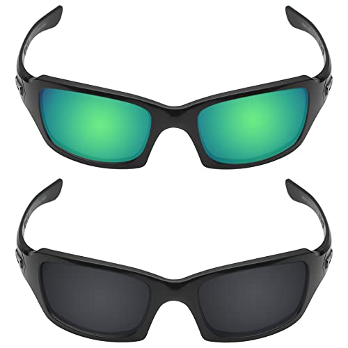 Image of Galvanic Replacement Lenses for Oakley Fives Squared | Fives Squared Asian Fit | Fives 3.0 Sunglasses - Jade + Black Polarized - Combo Pack