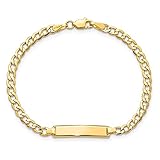 IceCarats 14K Solid Yellow Gold Cuban Link Name Bar Identification ID Bracelet 6 inch