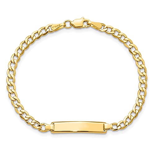 14K Solid Yellow Gold Cuban Link Name Bar Identification ID Bracelet