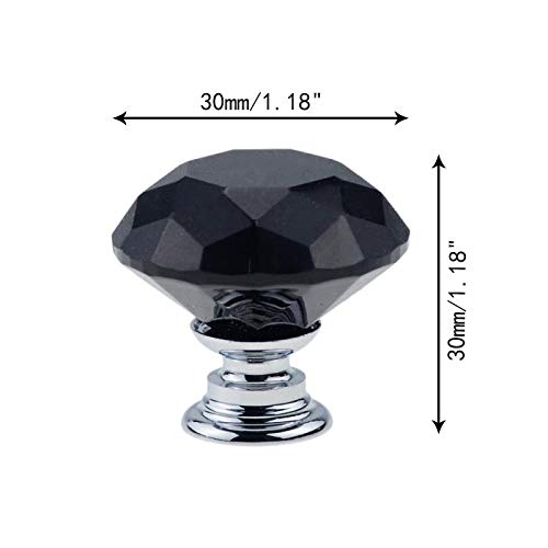 ANSIEDIO 6PCS 30mm Black Crystal Drawer Knobs Door Knobs with Screws for Wardrobe Cabinet Drawer Handles Home Decorating - Image 2