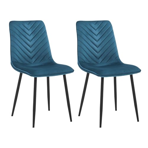 Colenis Chaise Salle à Manger, Lot de 2, Velours Bleu pétrole, Style Moderne élégant, Assise Profonde, Chaise Cuisine Salon avec Pieds métal,Senny