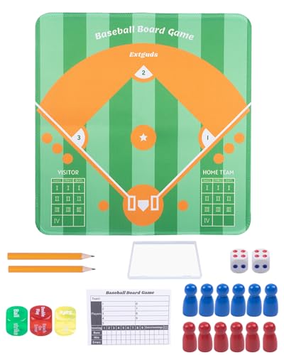 Extguds Baseball Board Game, Baseball Dice Board Game for Families, Parties and Gatherings, Classic Tabletop Baseball Games with Scorepad, Dice, Wooden Pieces, Storage Cube and More, for 2-6 Players