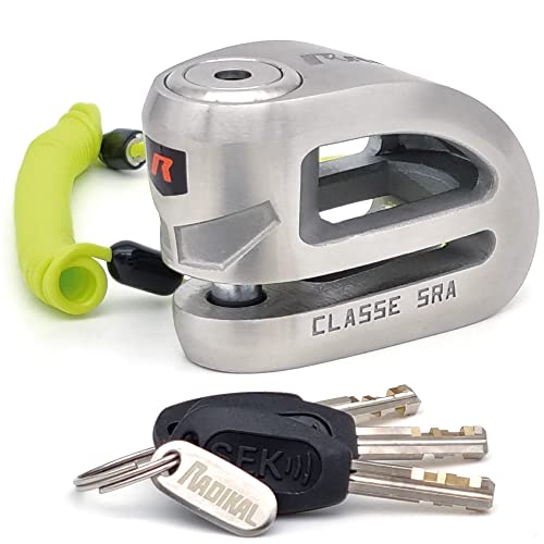 RADIKAL RK310S Antivol Moto Bloque Disque Premium Homologué SRA, Design Exclusif, Serrure Haute Sécurité, Acier Inoxydable, Double Verrouillage ø10mm,...